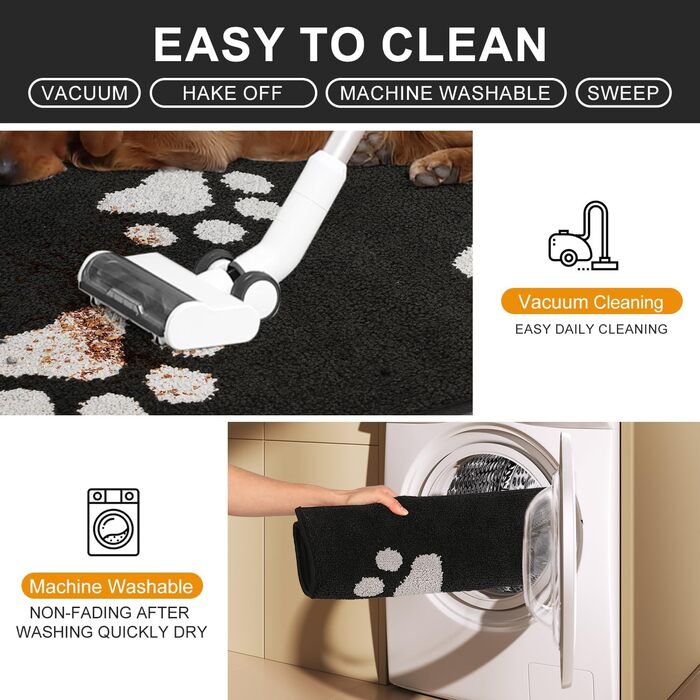 Привратний килимок Mibao 60x90 см, вологопоглинаючий та протиковзкий килим для входу та авто, що підтримує машинне прання, чорний
