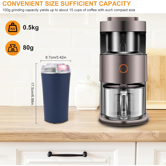 Weinsamkeit Electric Coffee Grinder, Electric Spice Grinder and Coffee Grinder with Stainless Steel Impact Blade & Safety Lid, 200W Powerful Motor Coffee Grinder for Nuts, Coffee Beans, Spices