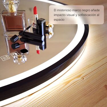 LED дзеркало з сенсором, круглий, індукційне, для макіяжу, з підсвічуванням, регульоване, антизапарник, IP44, вологостійке, настінне, 60 см