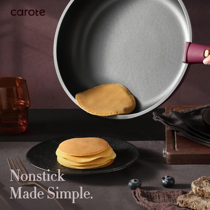 Набір посуду Carote Gold 19 предметів з антипригарним покриттям, сумісний з індукцією та духовкою, фіолетовий колір