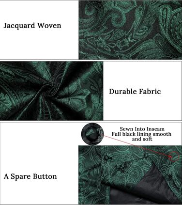 Костюмний комплект DiBanGu: жилет, краватка, нагрудна хустка, запонки, лапєль-кліп (7 предметів) з паєчним візерунком, смарагдовий колір, XL