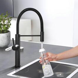 Чорний кухонний змішувач TIMACO висувний, 360° поворотний, для кухонної мийки | Змішувач для кухні