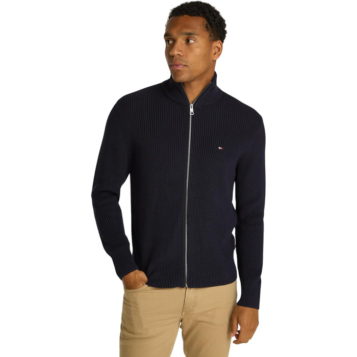 Кардиган Tommy Hilfiger чоловічий з блискавкою, білий (Ivory), розмір XL, колір Desert Sky