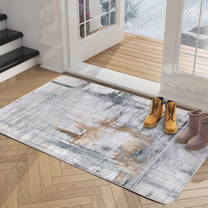 Килимок Tinyboy-HBQ для вітальні та спальні: сучасний дизайн, короткий ворс, сірий (80 x 120 см)