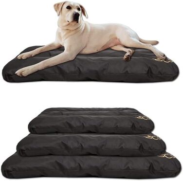 Матрац для собак, лежанка для собак великих, середніх та маленьких порід - вологостійкий килимок для собак, м'який лежак з піни, для вулиці та дому - 90x60x8 см (R2(100 x 70 см), чорний)