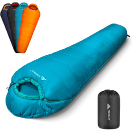 Сплячий мішок Forceatt -10°C~15°C, 4 сезони, для дорослих, водонепроникний, ультралегкий, для кемпінгу, подорожей, туризму та відпочинку. -10°C, синій