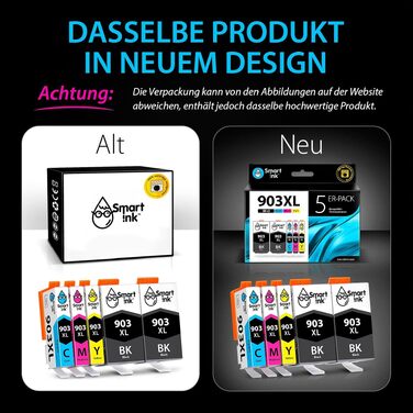 Комплект картриджів Smart Ink для HP 903 XL (903XL) Multipack: 2 чорних XL, блакитний, пурпуровий, жовтий з чипом для OfficeJet Pro 6950, 6960, 6970