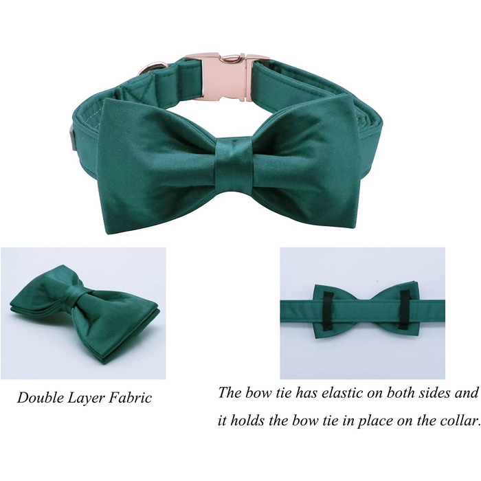 Нашийник для собак Lionet Paws з метеликом - комфортний шовковий нашийник зеленого кольору для маленьких собак, знімний метелик, розмір 25-40 см (L, 1 шт., зелений)