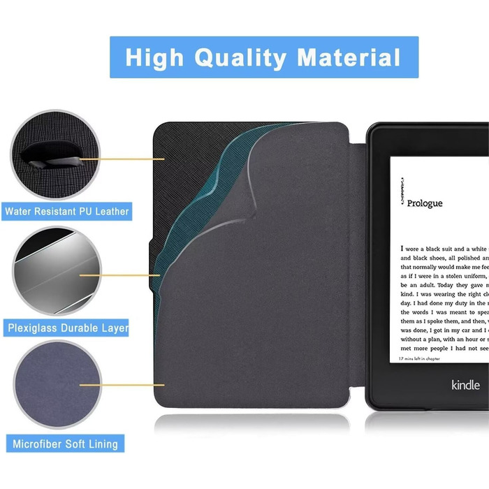 Чохол MOKASE для Kindle Paperwhite 5/6/7 (2012-2016), Black - Синтетична шкіра, Smart Sleep/Wake