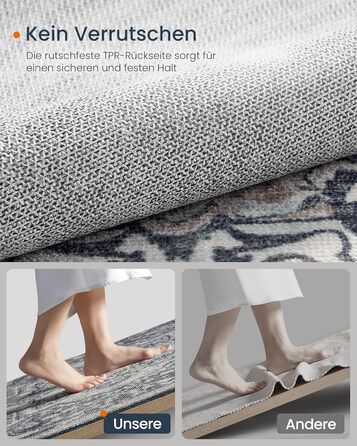 Килим SONGMICS HOME Vintage, 120x170 см, для вітальні, спальні, кухні, коридору, їдальні, сірий (TAR032G01)