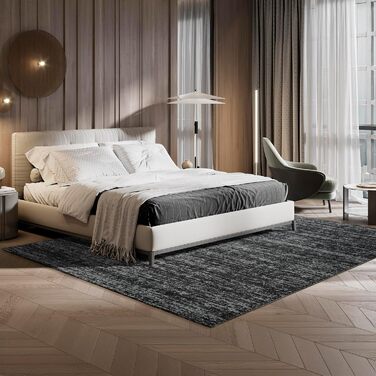 Килим SANAT Oslo для вітальні - сучасний дизайн, підходить для вітальні, коридору, їдальні, спальні, кухні та дитячої кімнати, чорний, розмір 120 x 170 см