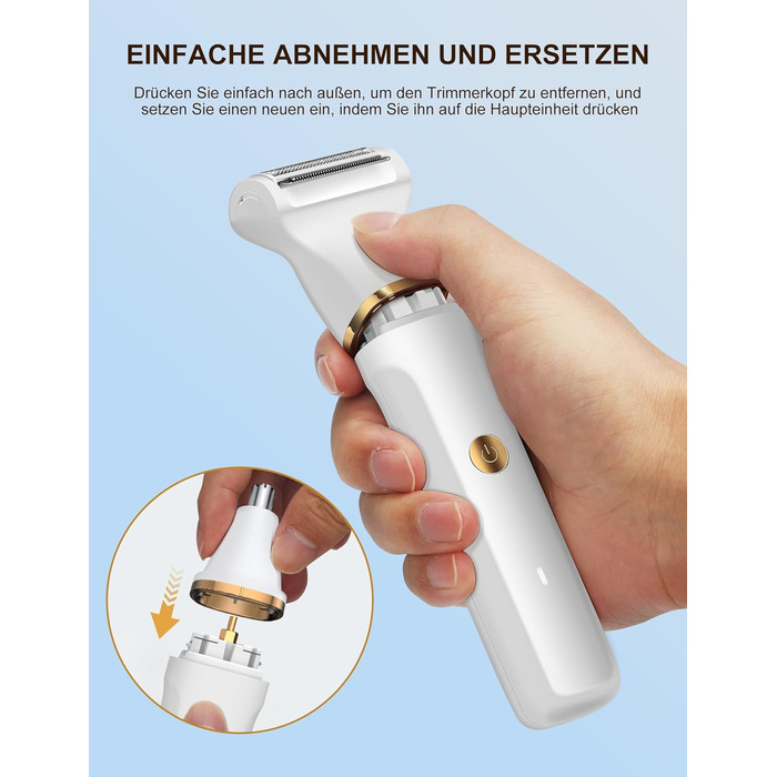 Електричний жіночий тример 3-в-1 для тіла: ноги, руки, зона бікіні. USB, водонепроникний, білий