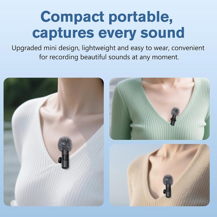 Мікрофон Lavalier Mini Mic Pro (2 шт.) з USB-C для iPhone, iPad, Android - для відео, інтерв'ю, подкастів, Vlog, TikTok, YouTube (сірий)