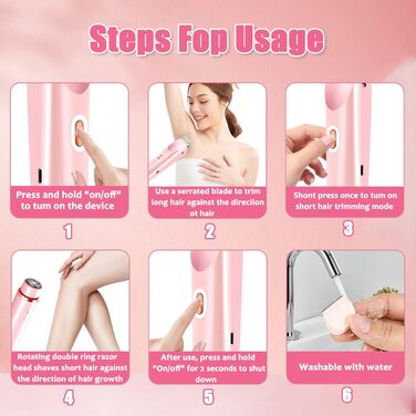Електричний жіночий триммер Intimrasierer 2-в-1 для інтимної зони, рожевий