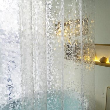 Водонепроникна штора для душу Eva 190 см з магнітами та кільцями, ПВХ, прозора, міцна