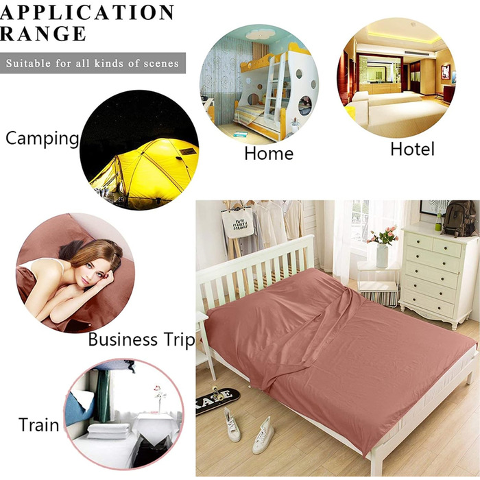 V VILISUN Sleeping Bag Liner, lightweight, portable, soft travel and camping blanket, with compact and carry bag, for travel, hotel