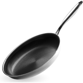Сковорода Onyx Cookware 20 см з антипригарним покриттям | Для всіх типів плит, включаючи індукційні | Стійка до подряпин, без PFAS | Нержавіюча сталь/алюміній (3 шари) | Можна використовувати в духовці до 260°C