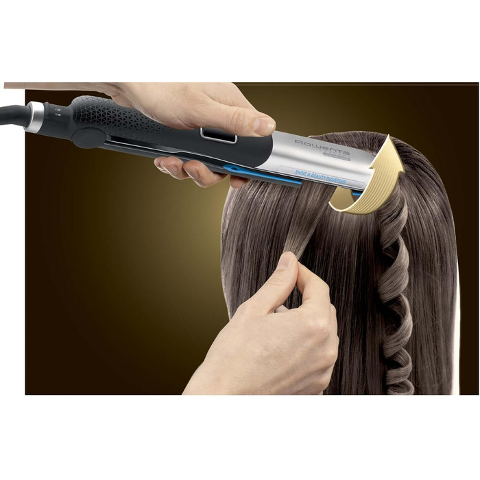 Випрямляч для волосся Rowenta SF6220 Liss & Curl Ultimate Shine: випрямлення та локони, LED, чорний/срібний