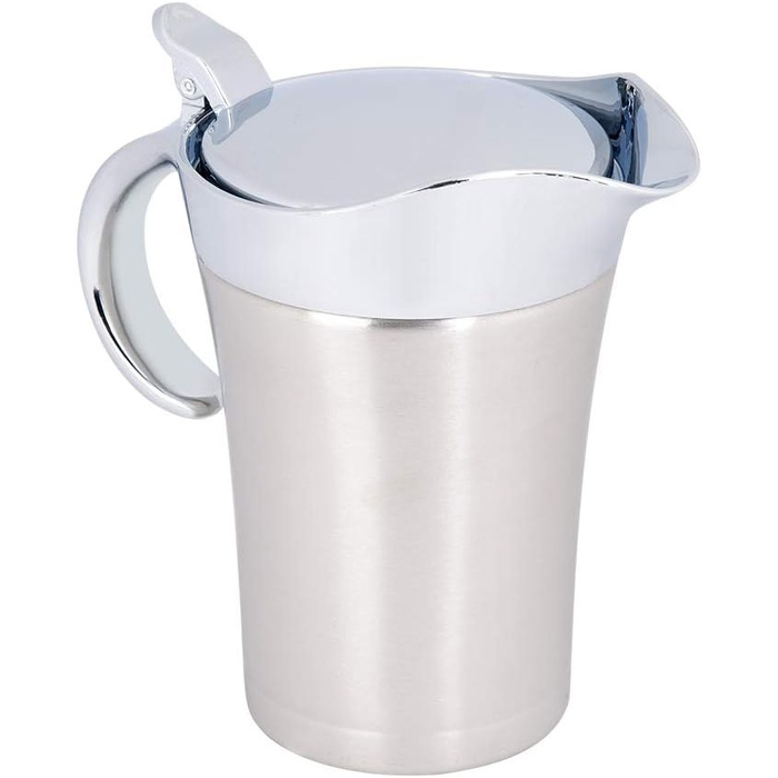 Thermo Sauce Pot made of 304 Stainless Steel, Double-Walled, Insulated Sauce Pot with Lid, Serving Jug, Bucket with Drip-Free Spout for Juice, Tomato Sauce, Kitchen Accessories (Large 750ml)