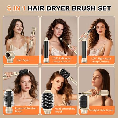 Airstyler 6-в-1: мультистайлер для волосся з автоматичною завивкою, 110000 обертів/хв, для укладання, сушки, створення локонів та об'єму, з чохлом