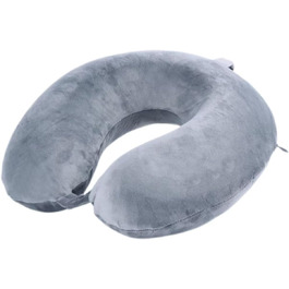 Подушка для шиї, 100% Memory Foam, U-подібна форма, сіра. Для подорожей, авто, дому, офісу.