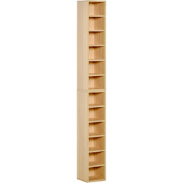 Комплект HOMCOM з 2 стелажів для CD/DVD, 6+6 полиць, 21x19x88 см, до 160 CD, колір бук бежевий, шафа для зберігання дисків