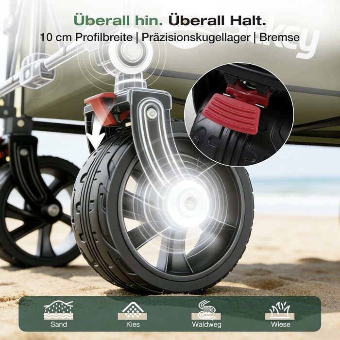 Бомбовоз Sekey XXXL, 300л, 200кг, для великих сімей, з великими колесами, розкладний, оливковий