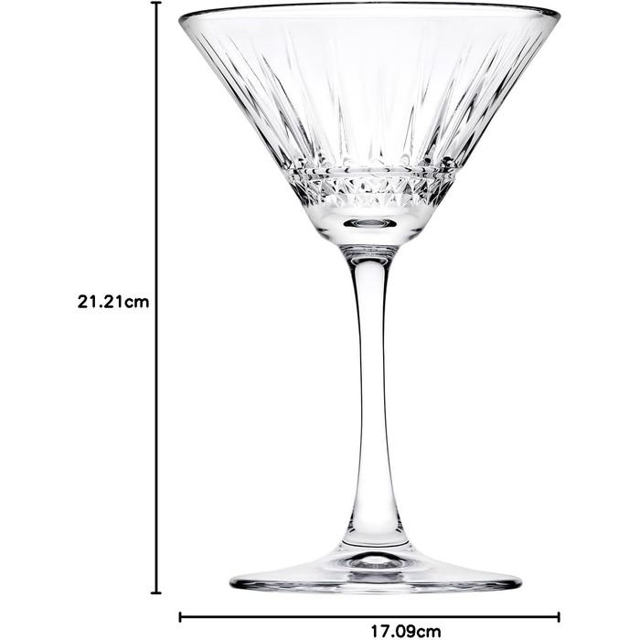 Набір з 4 склянок Мартіні Pasabahce Vintage Elysia, 212,6 г, склянка з огранованим ніжкою, елегантні коктейльні склянки для вечірок та подарунків