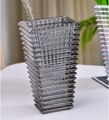 Ваза 23 см Kristallglas, прозора скляна ваза для квітів, велика декоративна ваза для квіткових композицій, гідропонного оформлення, для дому, подарунок на весілля, новосілля (Трапеція, сірий)