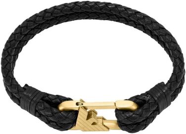 Чоловічий браслет Emporio Armani з нержавіючої сталі або шкіри з застібкою-ланцюгом (кремове золото та чорний)