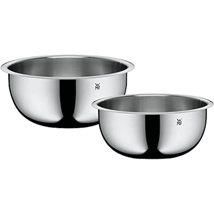 WMF Function Bowls Mixing Bowl Set, 2-piece, Ø 22 and 24 cm, Cromargan Stainless Steel, multifunctional as mixing bowl, salad bowl, serving bowl, stackable