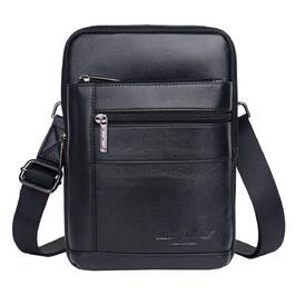 Шкіряна сумка-месенджер через плече Crossbody для чоловіків та жінок, чорна