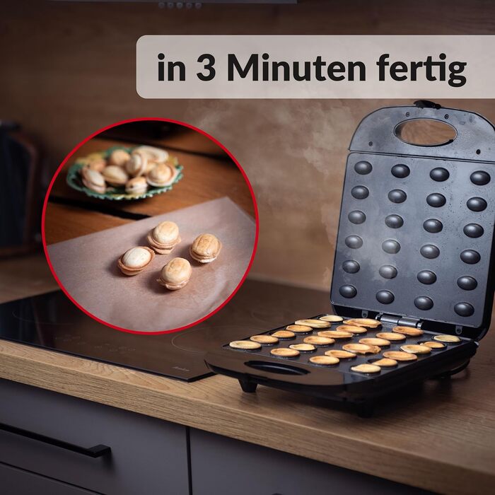 Lehmann Electric Nut Baker with Non-Stick Coating | 1700W | Nut Maker for 24 Nut Halves | Nut Baking Machine | Nut Waffle Iron for Oreschki and Nut Waffles