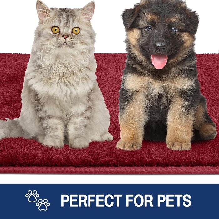 Килимок для дому 50x80 см, антиковзаючий, машинне прання, поглинаючий воду, для собак, вхід, перед дверма, коридор (137x210 см, червоний)