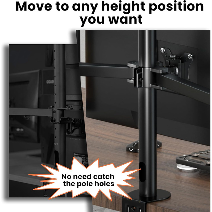 Тримач для моніторів на 4 екрани 17'-32' - підставка для LED/LCD моніторів, регульована висота, VESA 75/100, чорний, 32 дюйми