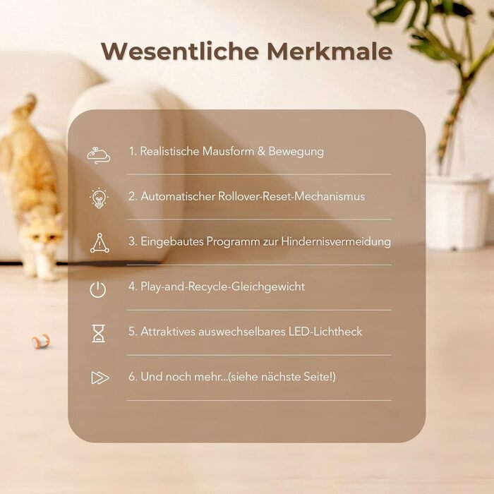 Cheerble Wicked Mouse – електрична іграшка для котів, USB-зарядка, LED-підсвітка, для активності та розвитку, колір абрикос