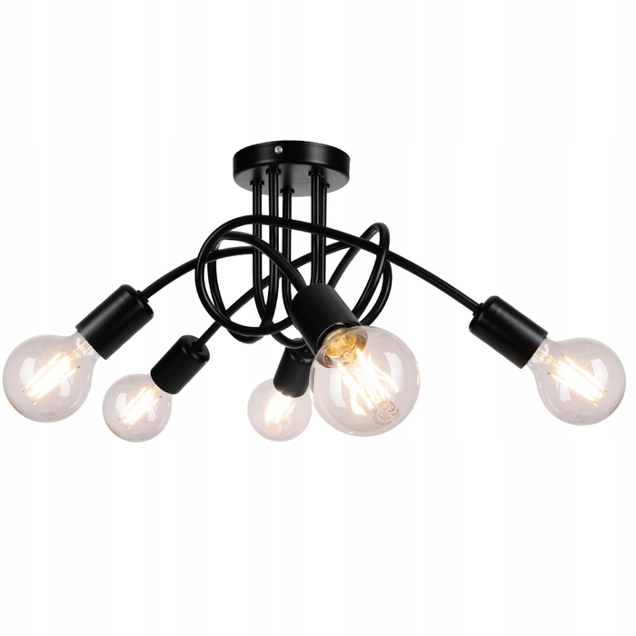 Підвісна LED-лампа ONE, чорна, стиль лофт, 5x E27