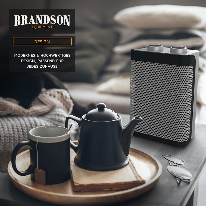 Електричний обігрівач Brandson: тихий, енергоефективний керамічний нагрівач з термостатом та захистом від перегріву. Ідеально для ванної, спальні, вітальні. Сертифікат GS безпеки.