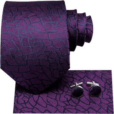 Комплект краватка, запонки та хустинка Hi-Tie класична (сливовий)