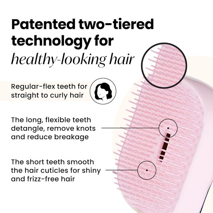 Тізер Тангл Тізер Compact Styler – Щітка для розчісування мокрого та сухого волосся – для всіх типів волосся – з захисним чохлом – чорний & рожеве золото
