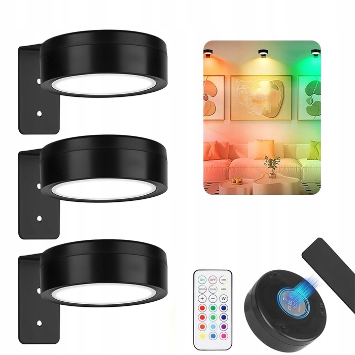 Набір із 3 магнітних підсвіток для картин на батарейках, настінні світильники для картин