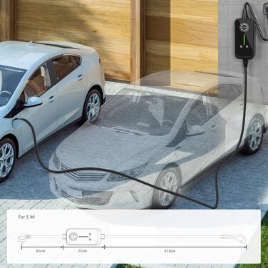 Зарядна станція для електромобіля Typ 2 3.6kW 16A/13A/10A/8A, кабель 5м