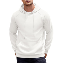Світшот з капюшоном чоловічий COOFANDY, теплий, з кишенями, бавовна, білий XL