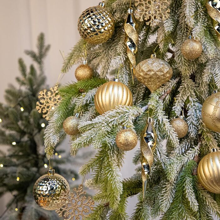 50 блакитних новорічних куля для прикраси ялинки, нес broken, з золотим ефектом