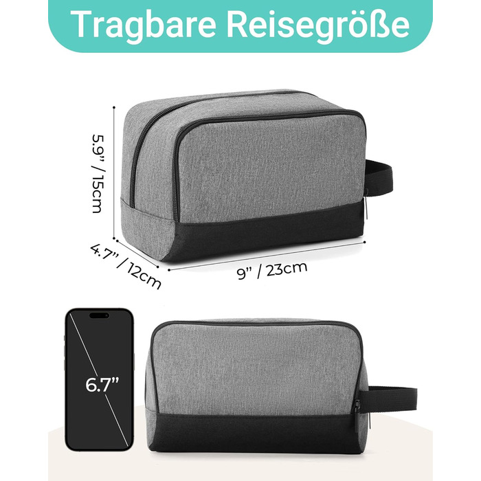 Чоловічий дорожній набір Elviros: органайзер для туалетних аксесуарів, кульки для гоління, сірий
