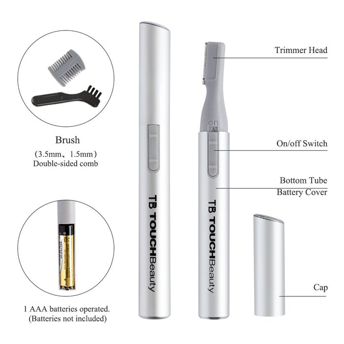 Електричний тример для брів TOUCHBeauty AG-815B (срібний) - прецизійний коректор з гребенем