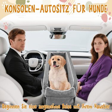 Автокрісло для маленьких собак: зручний лежак з підстаканником, сірий, 42x20x22 см