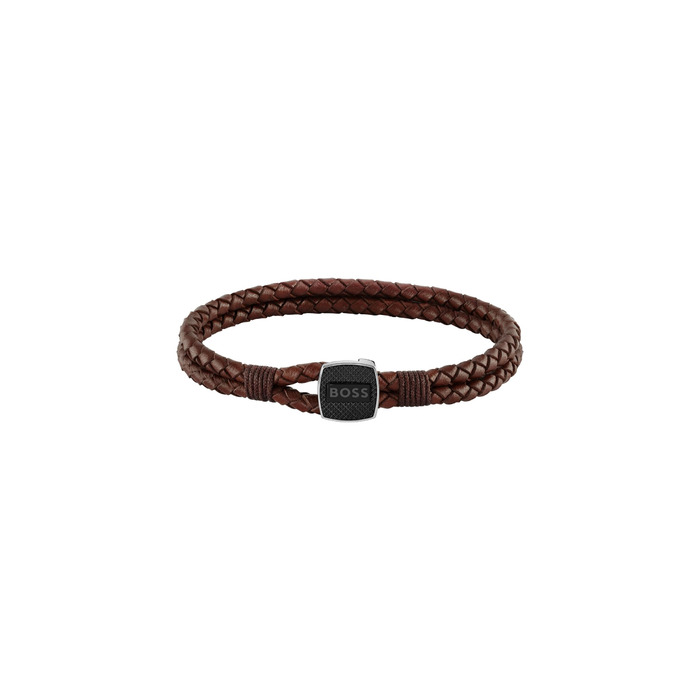 Браслет чоловічий BOSS SEAL шкіряний коричневий M