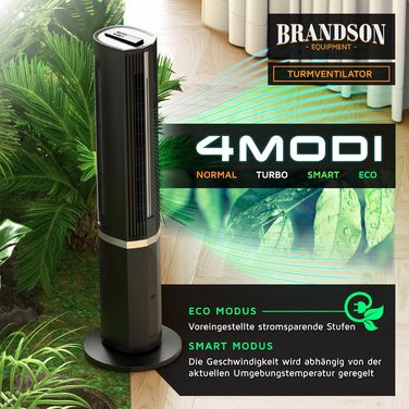 Вентилятор з водяним охолодженням Brandson - преміум модель 2025 року, з вологопоглиначем та дистанційним керуванням, 12 швидкостей, тихий DC-двигун