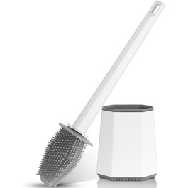 Набір для туалету: щітка для унітазу з тримачем, нержавіюча сталь та силікон, кріплення на стіну, чорний колір